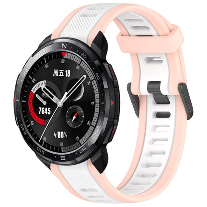 For Honor Watch GS Pro 22mm Two Color Textured Silicone Watch Band(White+Pink) by bashfashion