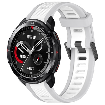 For Honor Watch GS Pro 22mm Two Color Textured Silicone Watch Band(White+Grey) by bashfashion