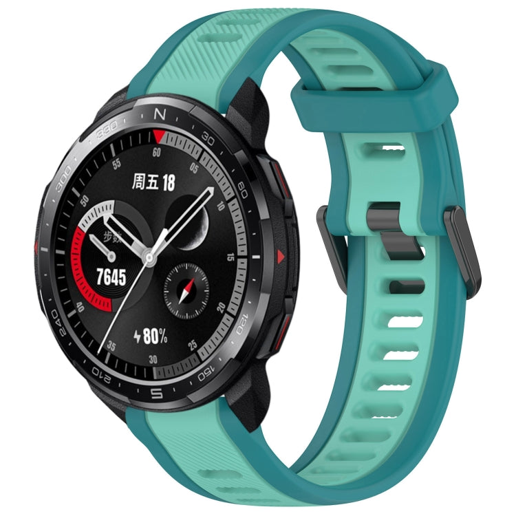 For Honor Watch GS Pro 22mm Two Color Textured Silicone Watch Band(Teal) by bashfashion