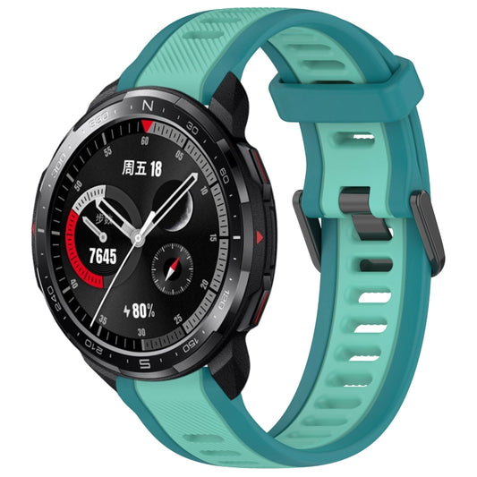 For Honor Watch GS Pro 22mm Two Color Textured Silicone Watch Band(Teal) by bashfashion