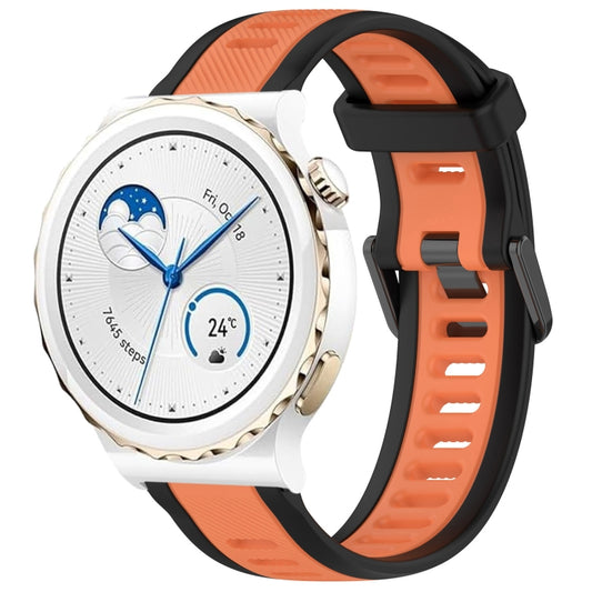 For Huawei Watch GT3 Pro 43mm 20mm Two Color Textured Silicone Watch Band(Orange+Black) by bashfashion