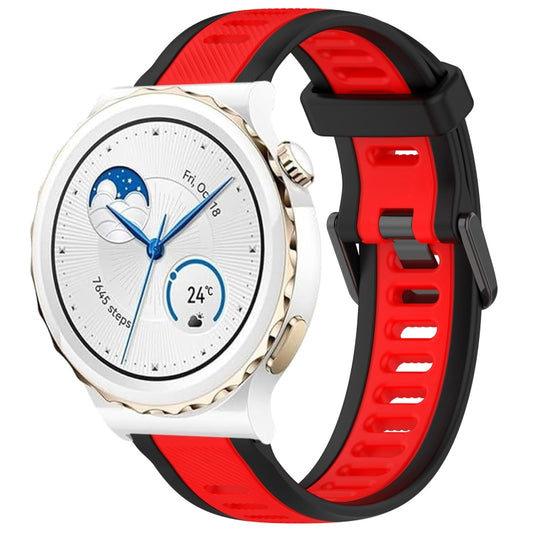 For Huawei Watch GT3 Pro 43mm 20mm Two Color Textured Silicone Watch Band(Red+Black) by bashfashion