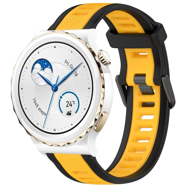 For Huawei Watch GT3 Pro 43mm 20mm Two Color Textured Silicone Watch Band(Yellow+Black) by bashfashion