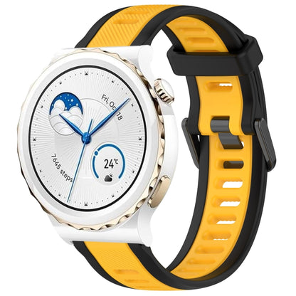 For Huawei Watch GT3 Pro 43mm 20mm Two Color Textured Silicone Watch Band(Yellow+Black) by bashfashion