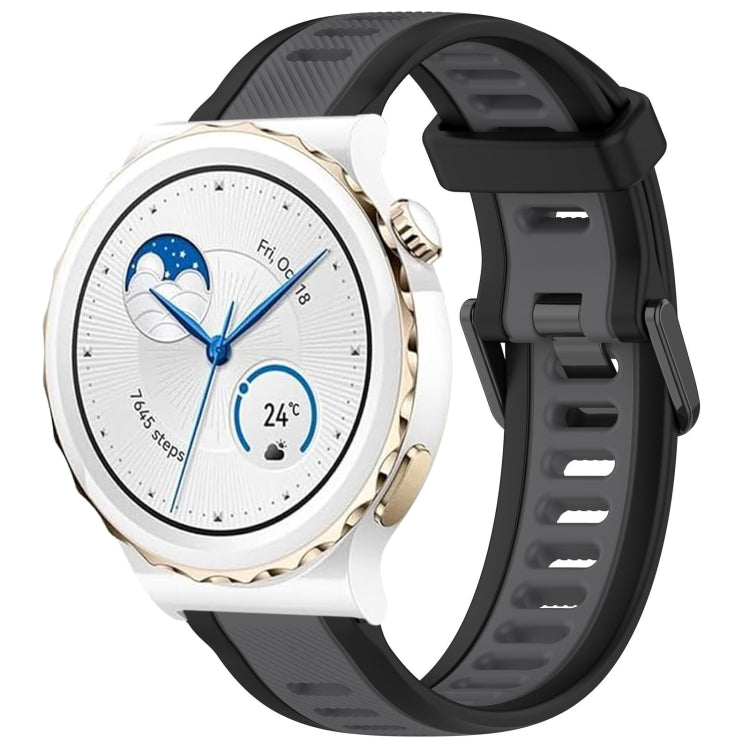 For Huawei Watch GT3 Pro 43mm 20mm Two Color Textured Silicone Watch Band(Grey+Black) by bashfashion