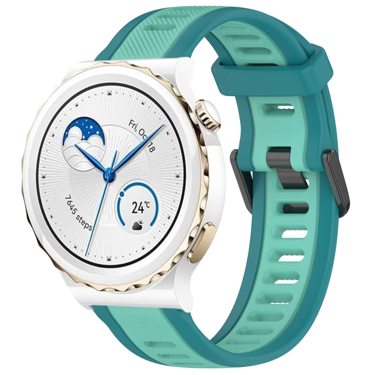 For Huawei Watch GT3 Pro 43mm 20mm Two Color Textured Silicone Watch Band(Teal) by bashfashion