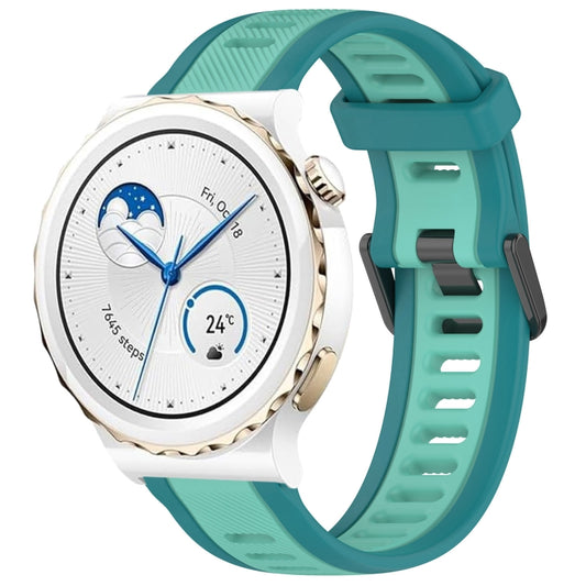 For Huawei Watch GT3 Pro 43mm 20mm Two Color Textured Silicone Watch Band(Teal) by bashfashion