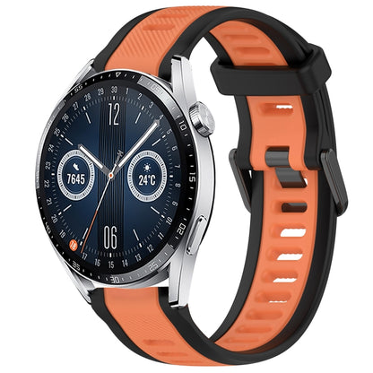 For Huawei Watch GT3 42mm 20mm Two Color Textured Silicone Watch Band(Orange+Black) by bashfashion