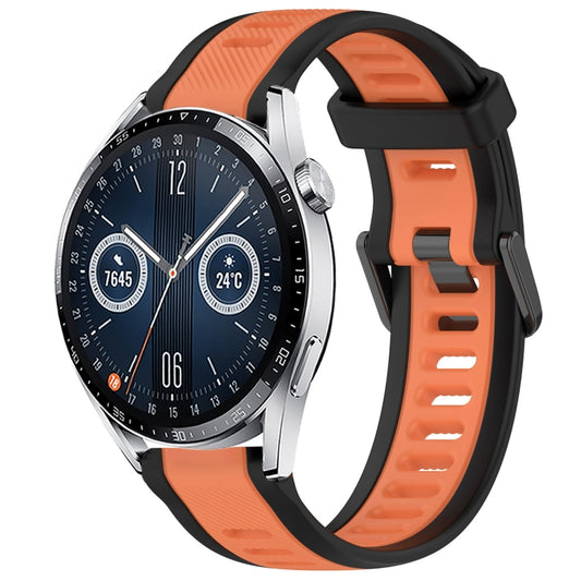For Huawei Watch GT3 42mm 20mm Two Color Textured Silicone Watch Band(Orange+Black) by bashfashion