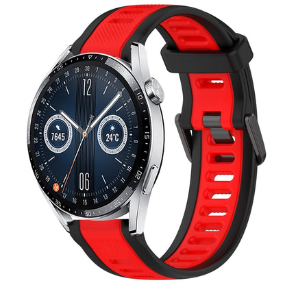 For Huawei Watch GT3 42mm 20mm Two Color Textured Silicone Watch Band(Red+Black) by bashfashion