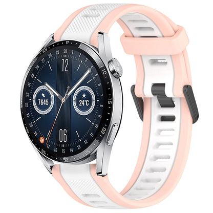 For Huawei Watch GT3 42mm 20mm Two Color Textured Silicone Watch Band(White+Pink) by bashfashion
