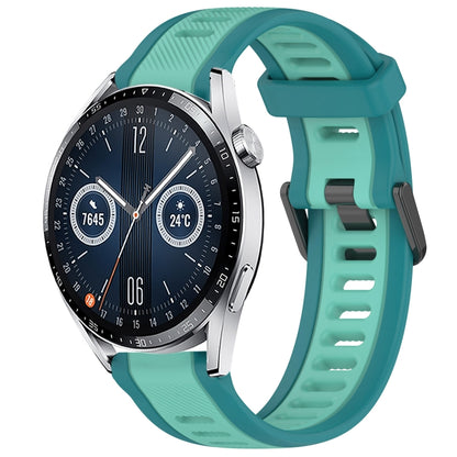 For Huawei Watch GT3 42mm 20mm Two Color Textured Silicone Watch Band(Teal) by bashfashion