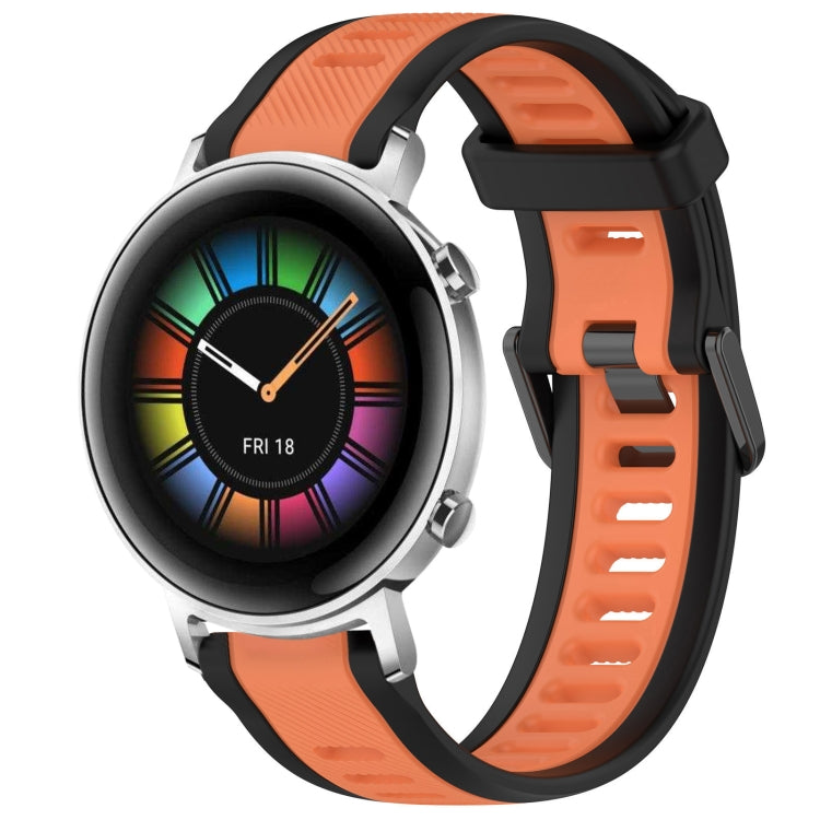 For Huawei Watch GT2 42mm 20mm Two Color Textured Silicone Watch Band(Orange+Black) by bashfashion
