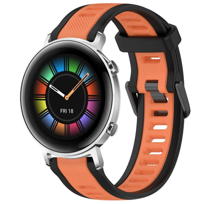 For Huawei Watch GT2 42mm 20mm Two Color Textured Silicone Watch Band(Orange+Black) by bashfashion