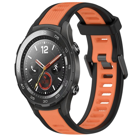 For Huawei Watch 2 20mm Two Color Textured Silicone Watch Band(Orange+Black) by bashfashion