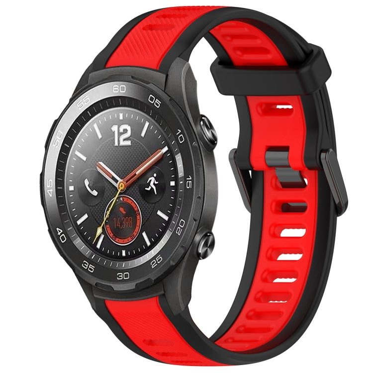 For Huawei Watch 2 20mm Two Color Textured Silicone Watch Band(Red+Black) by bashfashion