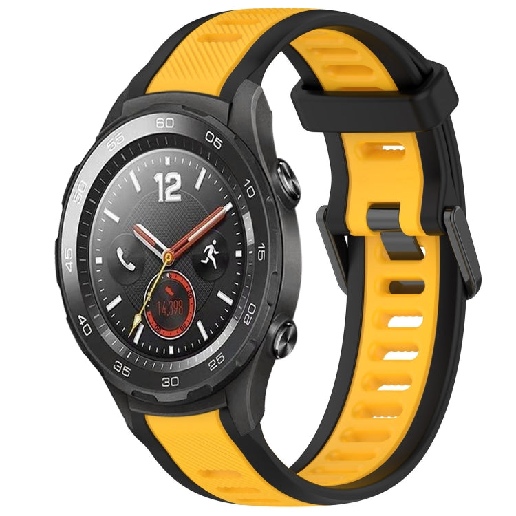 For Huawei Watch 2 20mm Two Color Textured Silicone Watch Band(Yellow+Black) by bashfashion