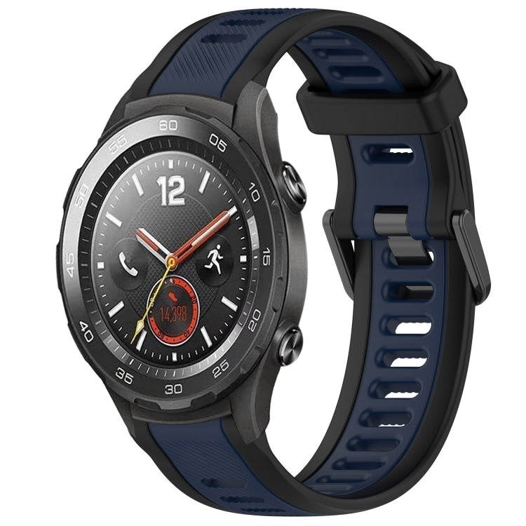For Huawei Watch 2 20mm Two Color Textured Silicone Watch Band(Midnight Blue+Black) by bashfashion