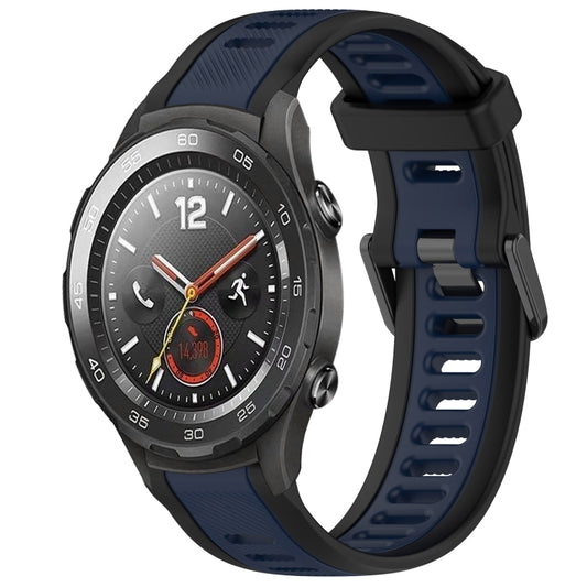 For Huawei Watch 2 20mm Two Color Textured Silicone Watch Band(Midnight Blue+Black) by bashfashion