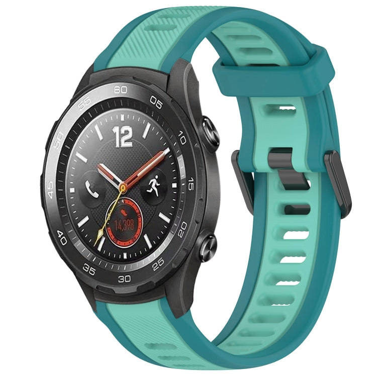 For Huawei Watch 2 20mm Two Color Textured Silicone Watch Band(Teal) by bashfashion