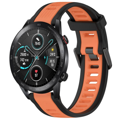 For Honor MagicWatch2 42mm 20mm Two Color Textured Silicone Watch Band(Orange+Black) by bashfashion
