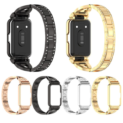 For Samsung Galaxy Fit 3 X Shaped Dual Row Diamond Metal Frame Watch Band(Silver) by bashfashion