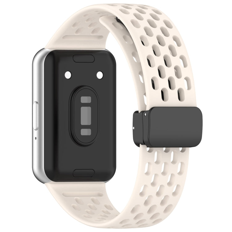 For Samsung Galaxy Fit 3 Hole Style Magnetic Folding Buckle Silicone Watch Band(Starlight) by bashfashion