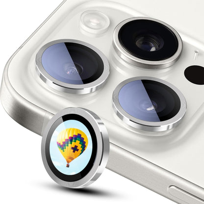 For iPhone 15 Pro / 15 Pro Max ENKAY Hat-Prince AR 9H Rear Lens Aluminium Alloy Tempered Glass Film(Silver) by ENKAY