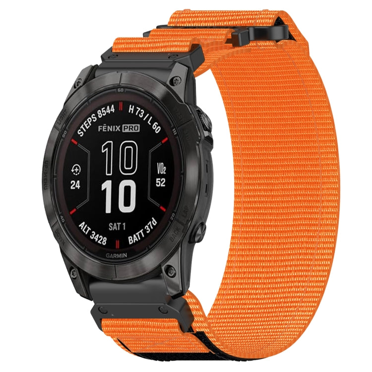 For Garmin Fenix 7 Pro 47mm 22mm Nylon Hook And Loop Fastener Watch Band(Orange) by bashfashion