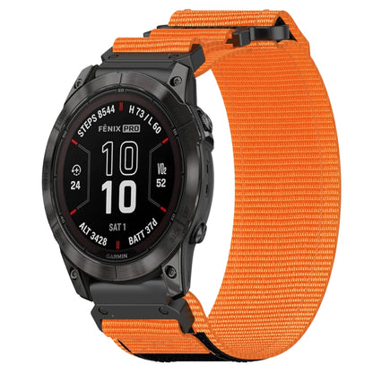 For Garmin Fenix 7 Pro 47mm 22mm Nylon Hook And Loop Fastener Watch Band(Orange) by bashfashion