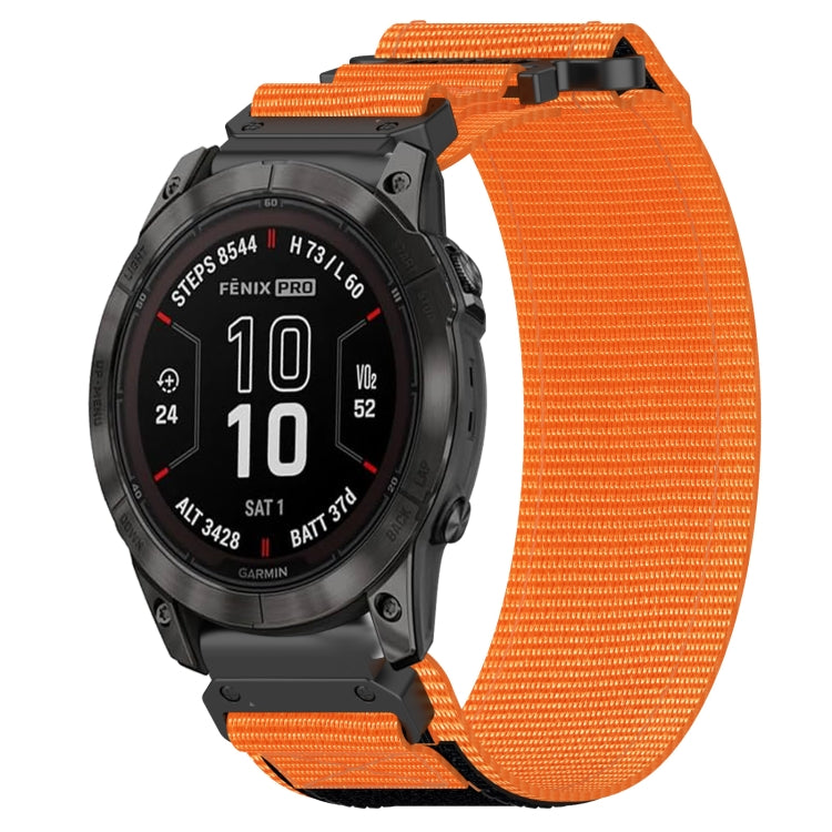 For Garmin Fenix 7X Pro 51mm 26mm Nylon Hook And Loop Fastener Watch Band(Orange) by bashfashion