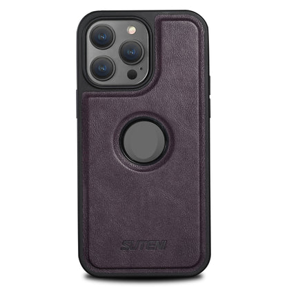 For iPhone 14 Suteni G1 Magsafe Leather Back Phone Case(Purple) by Suteni