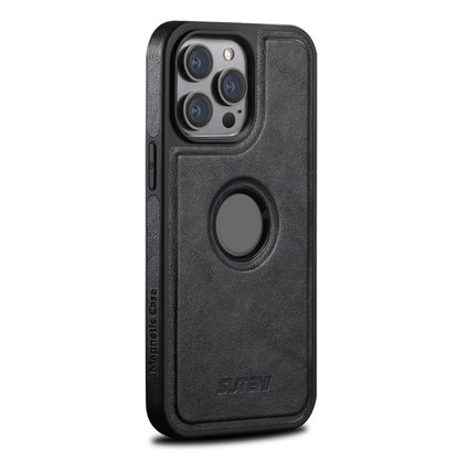 For iPhone 14 Plus Suteni G1 Magsafe Leather Back Phone Case(Black) by Suteni