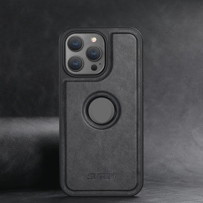 For iPhone 15 Suteni G1 Magsafe Leather Back Phone Case(Black) by Suteni