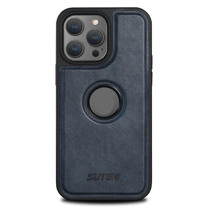 For iPhone 15 Pro Suteni G1 Magsafe Leather Back Phone Case(Blue) by Suteni