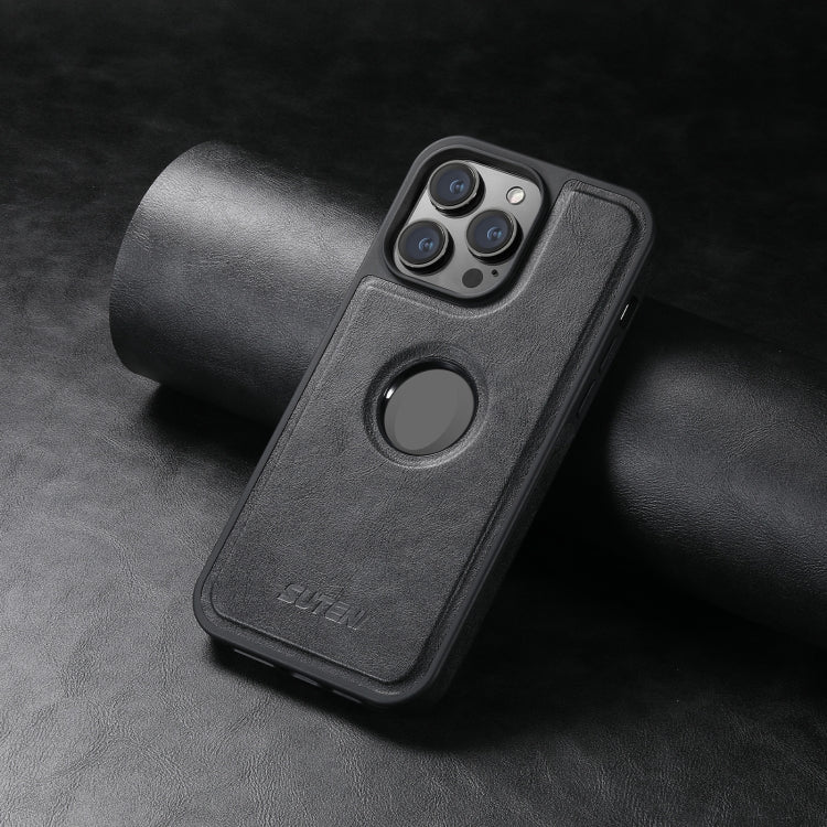 For iPhone 15 Pro Max Suteni G1 Magsafe Leather Back Phone Case(Black) by Suteni