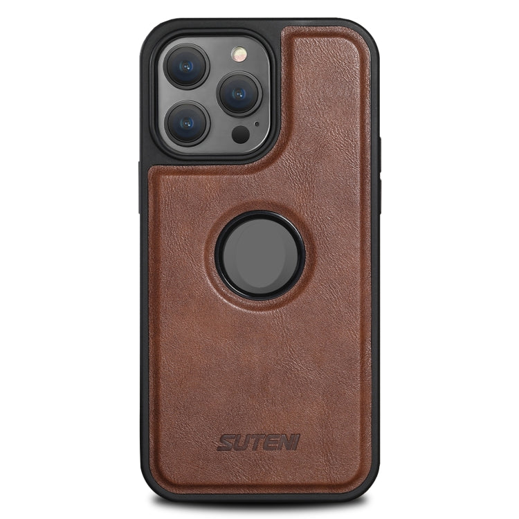 For iPhone 15 Pro Max Suteni G1 Magsafe Leather Back Phone Case(Brown) by Suteni