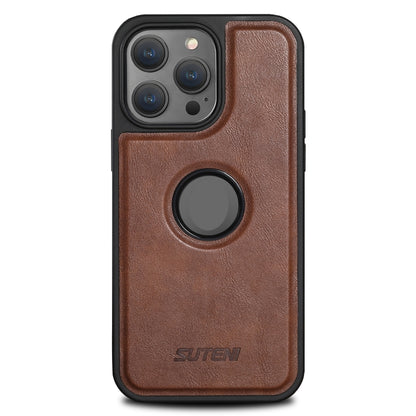 For iPhone 15 Pro Max Suteni G1 Magsafe Leather Back Phone Case(Brown) by Suteni