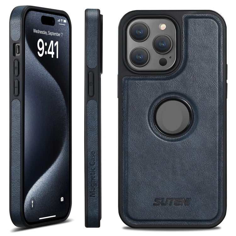 For iPhone 16 Pro Suteni G1 Magsafe Leather Back Phone Case(Blue) by Suteni