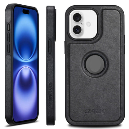 For iPhone 16 Plus Suteni G1 Magsafe Leather Back Phone Case(Black) by Suteni