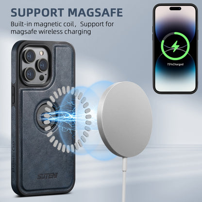 For iPhone 16 Pro Max Suteni G1 Magsafe Leather Back Phone Case(Blue) by Suteni