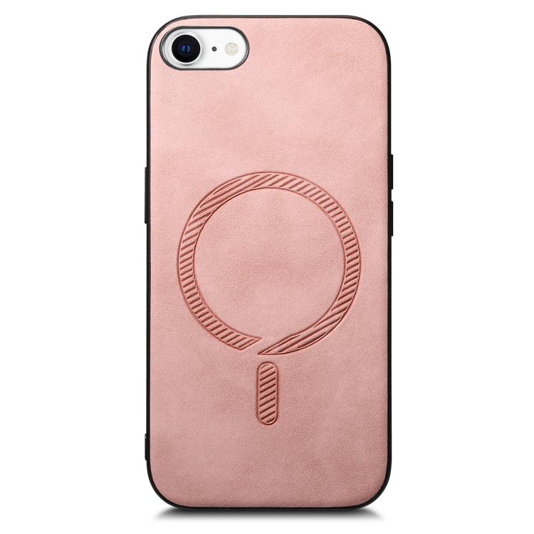 For iPhone 16e Solid Color Retro Magsafe PU Back Cover Phone Case(Pink) by bashfashion