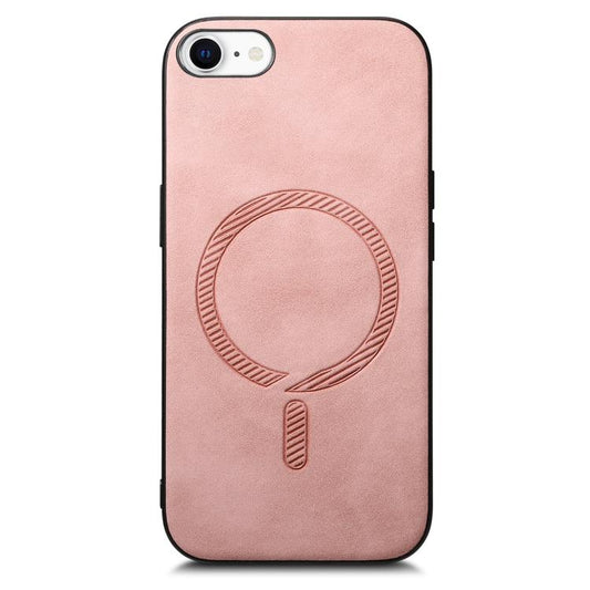 For iPhone 16e Solid Color Retro Magsafe PU Back Cover Phone Case(Pink) by bashfashion