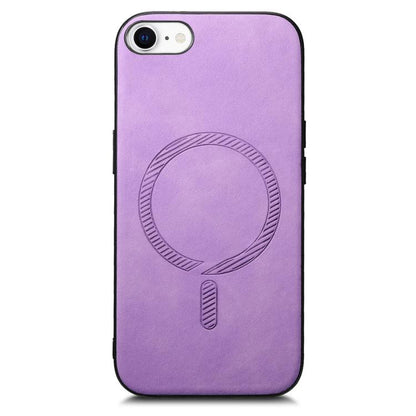 For iPhone 16e Solid Color Retro Magsafe PU Back Cover Phone Case(Purple) by bashfashion