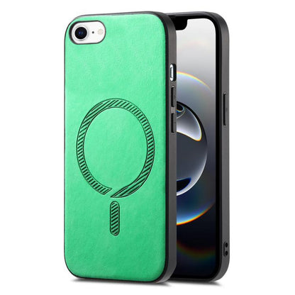 For iPhone 16e Solid Color Retro Magsafe PU Back Cover Phone Case(Green) by bashfashion