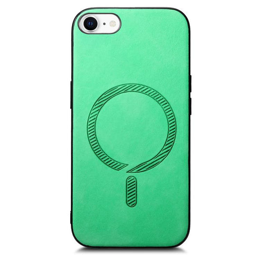 For iPhone 16e Solid Color Retro Magsafe PU Back Cover Phone Case(Green) by bashfashion