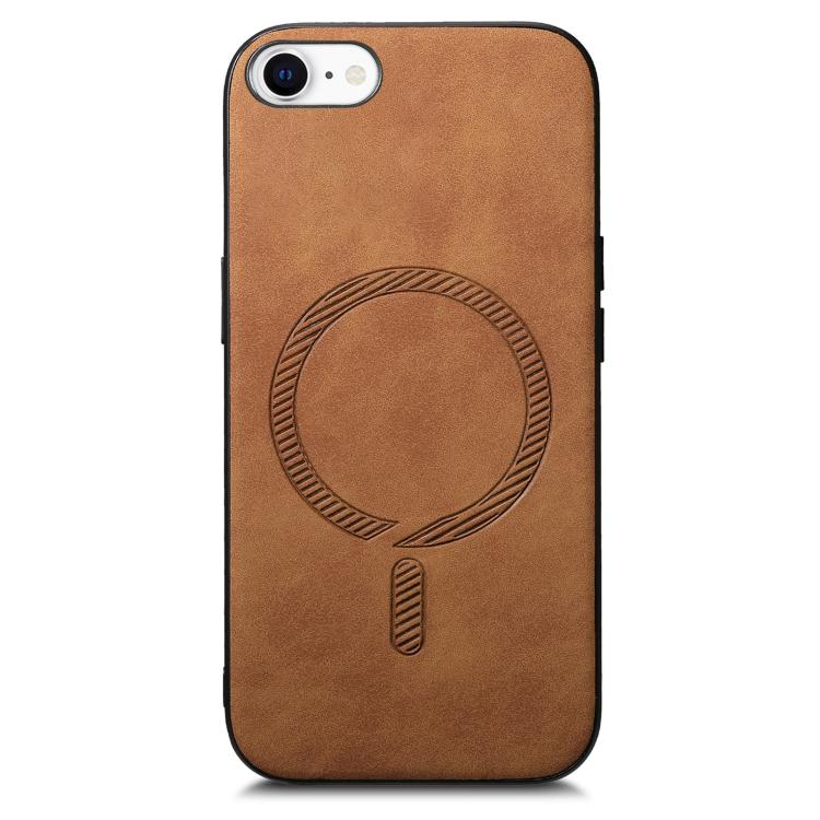 For iPhone 16e Solid Color Retro Magsafe PU Back Cover Phone Case(Brown) by bashfashion