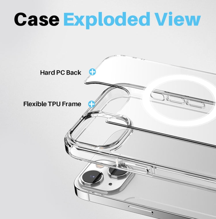 For iPhone 13 NORTHJO 3 in 1 Magsafe Clear Phone Case with Screen Film + Rear Lens Film by NORTHJO