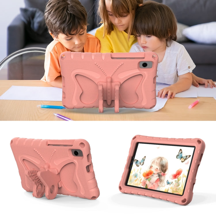 For Samsung Galaxy Tab A11 / A9 Butterfly Bracket EVA Shockproof Tablet Case(Pink Orange) by bashfashion