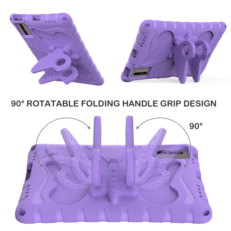 For Samsung Galaxy Tab S9 FE X510 Butterfly Bracket EVA Shockproof Tablet Case(Light Purple) by bashfashion
